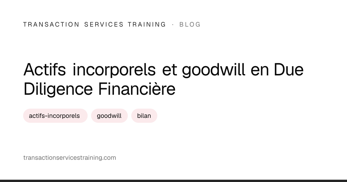 Actifs incorporels et goodwill en Due Diligence Financière